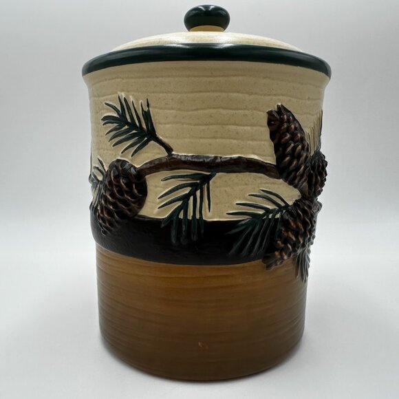 6" Expressions Pinecone Lodge Canister Jar by Stephen Lyman - Picture 11 of 12